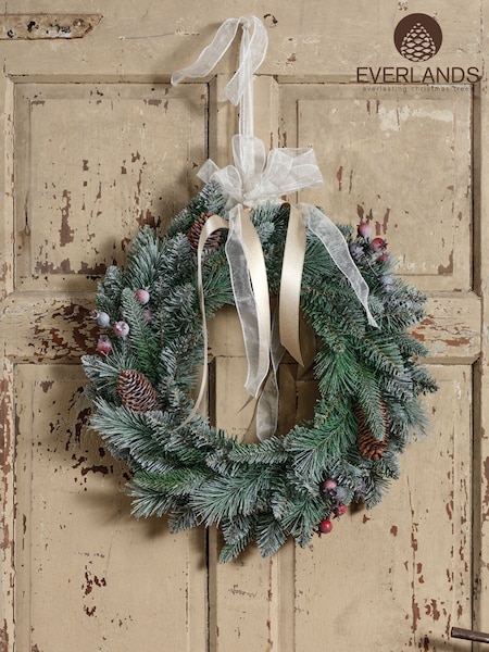 Everlands Green Windham Frosted 50cm Christmas Wreath (F54433) | €36