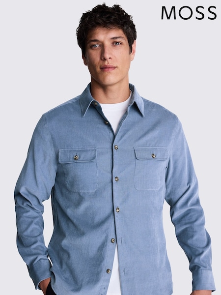 أزرق - Moss 100% Cotton Lightweight Corduroy Overshirt (F54480) | ‏33 ر.ع.‏