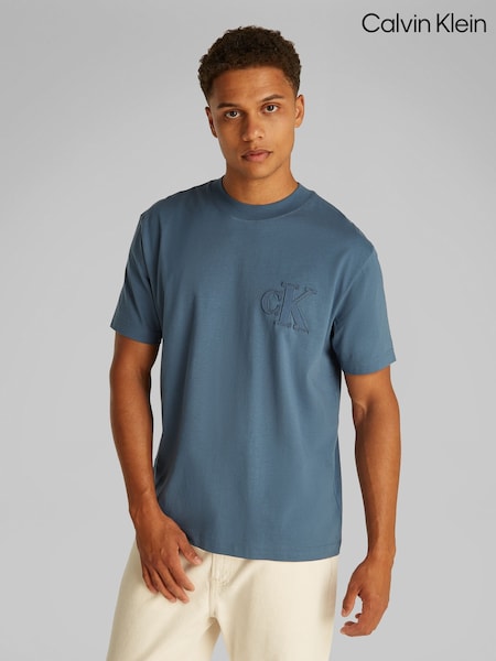 Azul y blanco - Calvin Klein 100% Cotton Applique T-Shirt (F54578) | 64 €