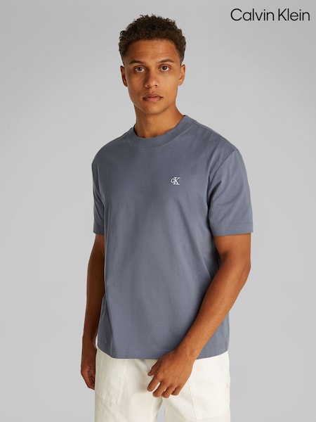Calvin Klein Grey 100% Cotton Serif Font Graphic T-Shirt (F54587) | €50