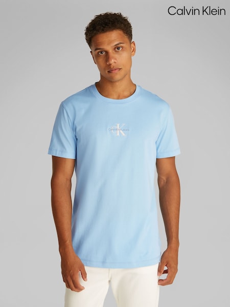 Calvin Klein Blue Monologo 100% Cotton T-Shirt (F54608) | R$ 345
