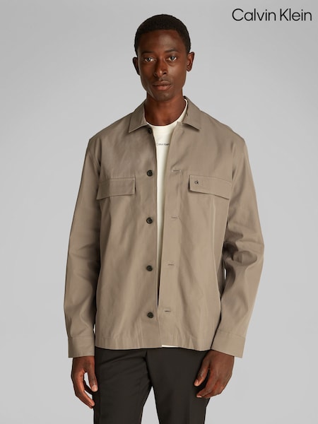 Calvin Klein Brown Boxy Cotton Blend Overshirt (F54615) | €127