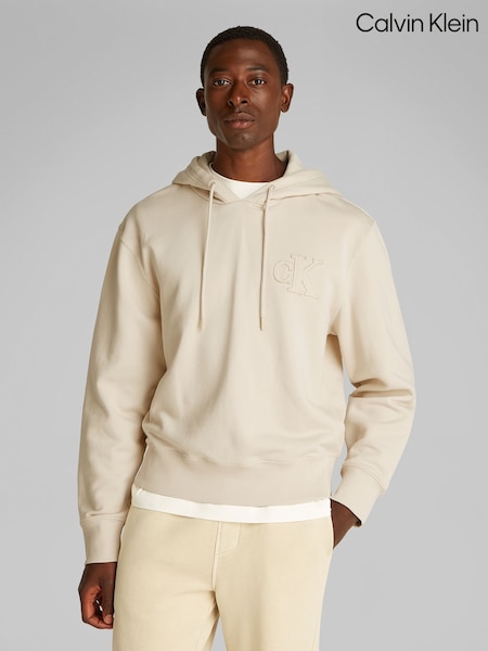Calvin Klein Cream 100% Cotton Applique Hoodie (F54629) | €141
