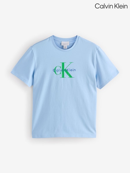Calvin Klein Blue 100% Cotton Monologo T-Shirt (F54649) | R$ 445