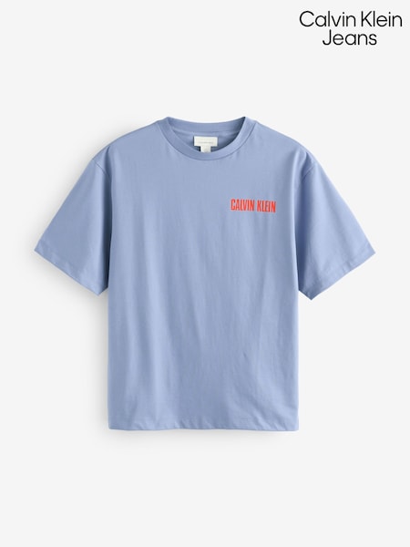 Calvin Klein Blue Relaxed 100% Cotton Logo T-Shirt (F54668) | R$ 445