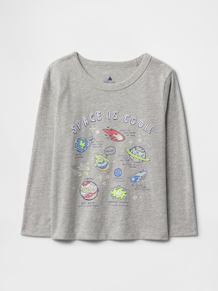 Gap Grey Space Long Sleeve Crew Neck Graphic T-Shirt (6mths-5yrs) (F54691) | €13