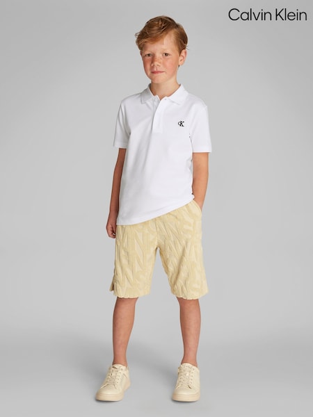 Calvin Klein White Regular Fit Sleeve Polo Shirt (F54696) | ₪226 - ₪251