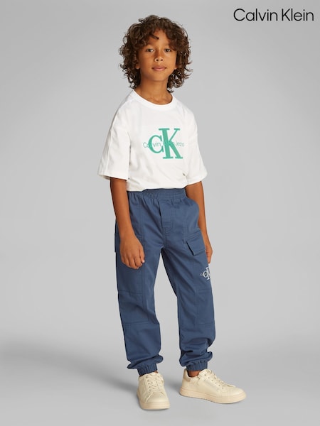 Calvin Klein Blue Regular Fit Stretch Cargo Trousers (F54702) | €93 - €114