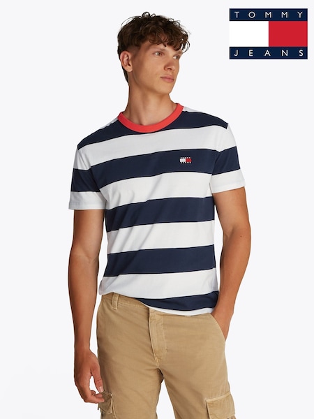 Tommy Jeans Regular Fit Bold Stripe 100% Cotton T-Shirt (F54750) | 261 LEI