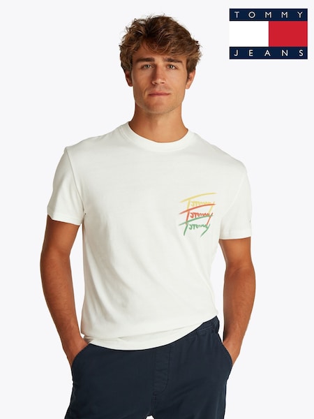 Blanco de Chrome - Tommy Jeans Regular Fit Cotton T-Shirt (F54780) | 50 €