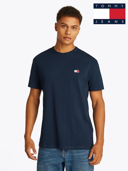 Albastru - Tricou Tommy Jeans Croială clasică Badge din 100% bumbac (F54811) | 261 LEI