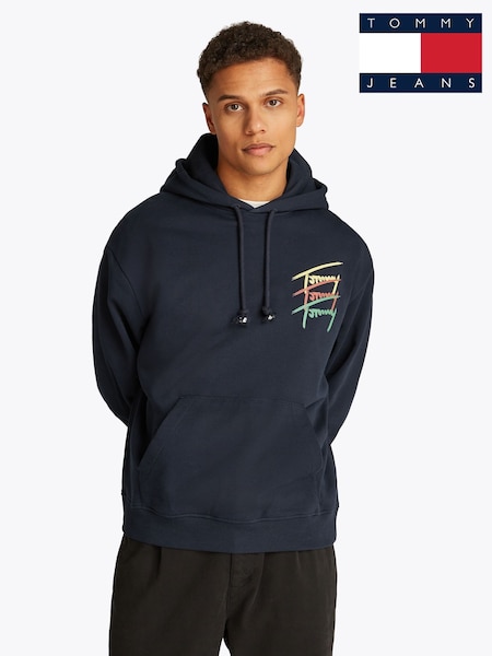 Tommy Jeans Blue Relaxed Signature 100% Cotton Hoodie (F54832) | R$ 790