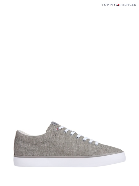 Tommy Hilfiger White 100% Linen High Vulcanised Low Core Chambray Trainers (F54836) | €99