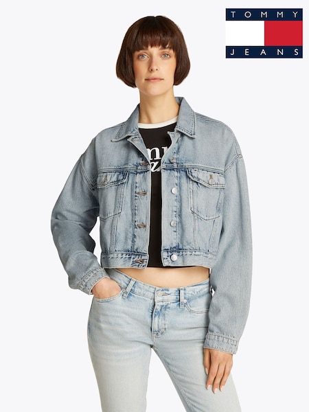 Tommy Jeans Blue Oversized Crop Trucker Jacket (F54843) | ₪503
