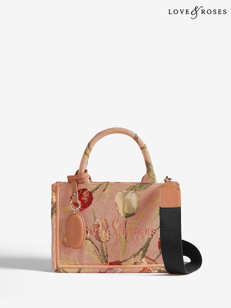 Love & Roses Pink Mini Embridered Structured Tote Bag (F54872) | €48