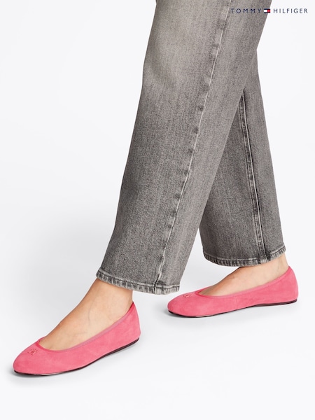 Tommy Hilfiger Dark Pink Suede Ballerinas With Hardware (F54890) | ₪453