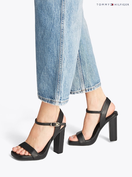Tommy Hilfiger Black Leather Heeled Sandals (F54895) | AED757