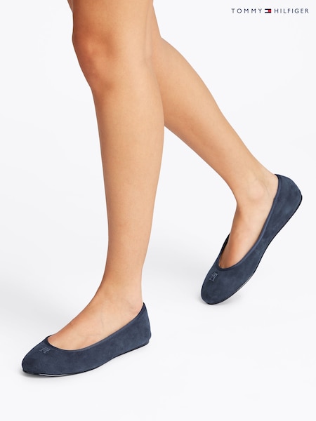 Tommy Hilfiger Space Blue Suede Ballerinas With Hardware (F54897) | ₪453