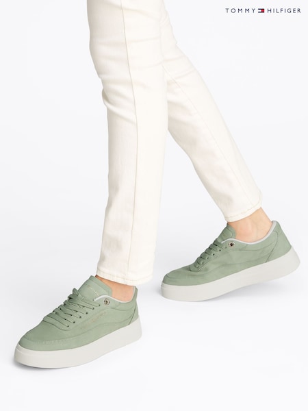 Tommy Hilfiger Natural/Coral Modern Court Nubuck Trainers (F54901) | ₪654