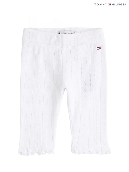 Tommy Hilfiger White Essential Pointelle 100% Cotton Leggings (F54912) | AED151