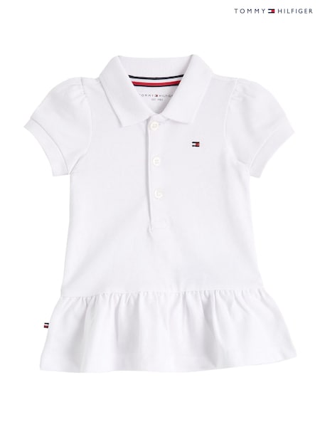 Tommy Hilfiger White Pique Polo Short Sleeve Dress (F54932) | AED262