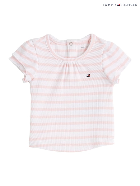 Tommy Hilfiger Pink Striped Rib T-Shirt (F54937) | €37