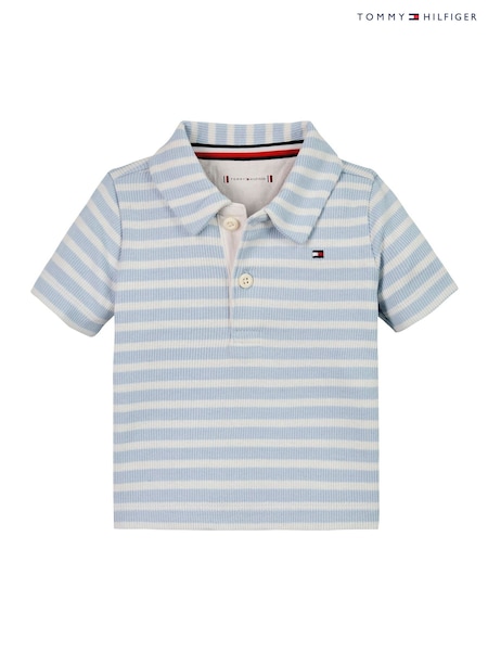 Tommy Hilfiger Blue Rib Stripe Short Sleeve Polo Shirt (F54953) | €44