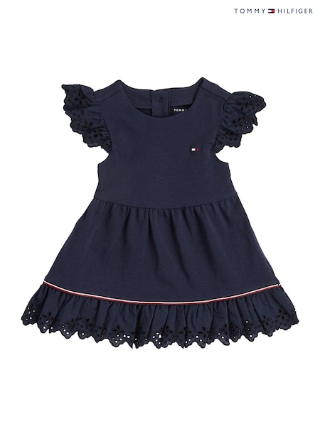Tommy Hilfiger Blue Broderie Anglaise Short Sleeve Dress (F54958) | €78