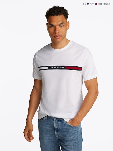 Tommy Hilfiger White Regular Fit 100% Cotton T-Shirt With Logo Panel (F54972) | €60