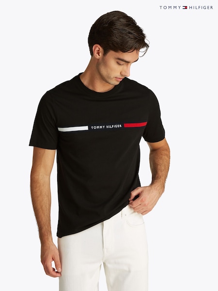 Negro - Tommy Hilfiger Regular Fit 100% Cotton T-Shirt With Logo Panel (F54977) | 64 €