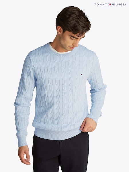 Tommy Hilfiger Blue Classic Cable 100% Cotton Jumper (F54993) | €172