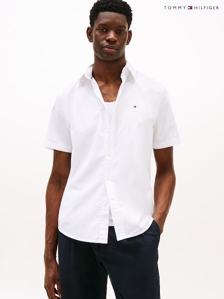Tommy Hilfiger Brill White Regular Fit Flex Poplin Stripe 100% Cotton Shirt (F55020) | kr1 370