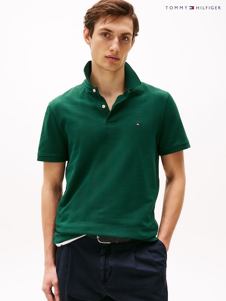 Tommy Hilfiger Green Regular Fit Stripe Pique Short Sleeve Polo Shirt (F55076) | €129