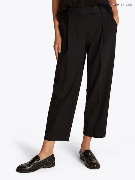 Tommy Hilfiger Black Stretch Tapered Trousers (F55090) | ₪603