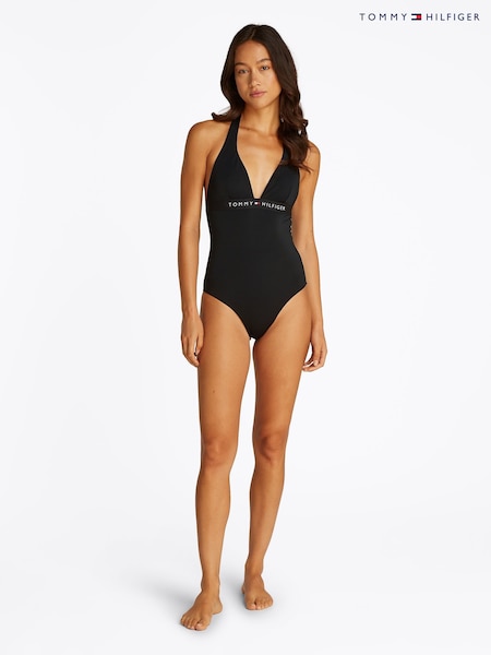 Tommy Hilfiger Black Halter Neck Swimsuit 1 Piece (F55101) | ₪427