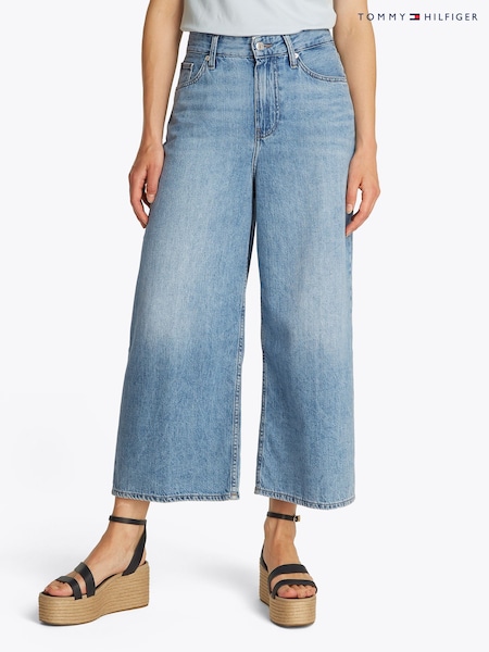 Tommy Hilfiger Blue High Rise Cropped Wide Leg Jeans (F55183) | €186
