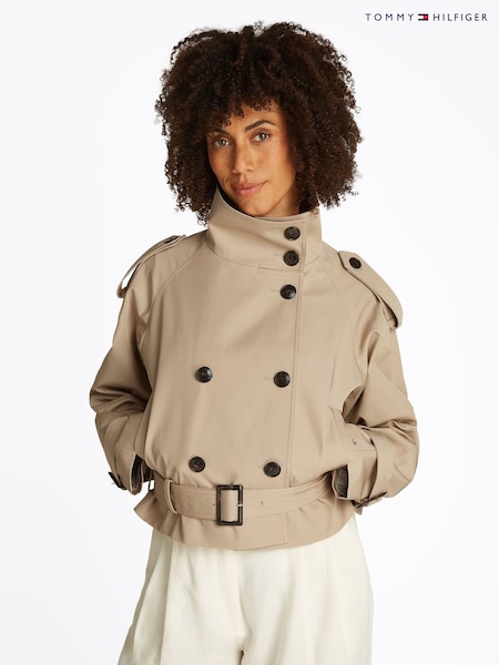 Tommy Hilfiger 100% Organic Cotton Crop Trench Jacket (F55221) | ‏1,308‏₪