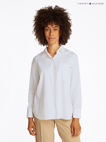 Tommy Hilfiger White Easy Fit Essential 100% Cotton Poplin Shirt (F55248) | €156