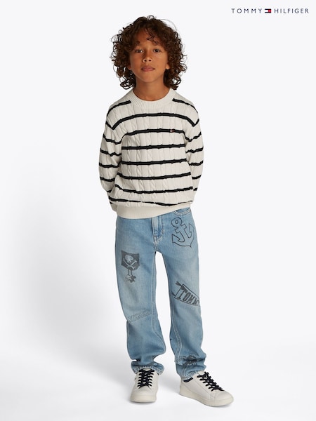 Tommy Hilfiger 100% Organic Cotton Crew Neck Cable Jumper (F55288) | €79 - €95