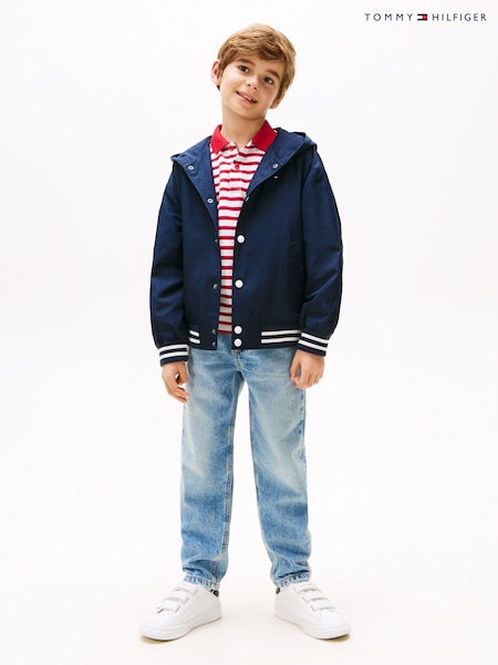 Tommy Hilfiger Blue Hooded Graphic Bomber Jacket (F55294) | kr1 571 - kr1 856