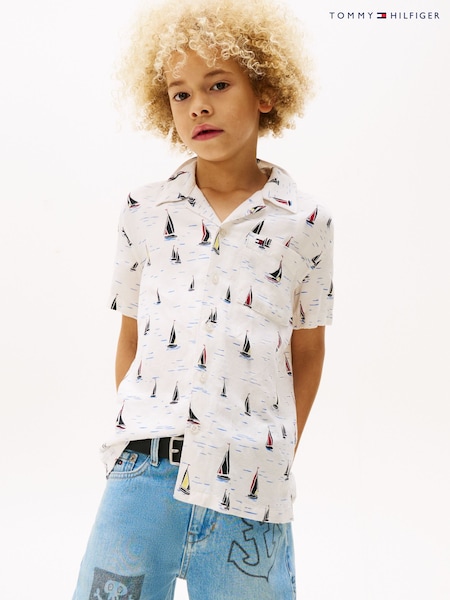 Tommy Hilfiger White Print Short Sleeve Shirt (F55306) | 247 QAR - 297 QAR