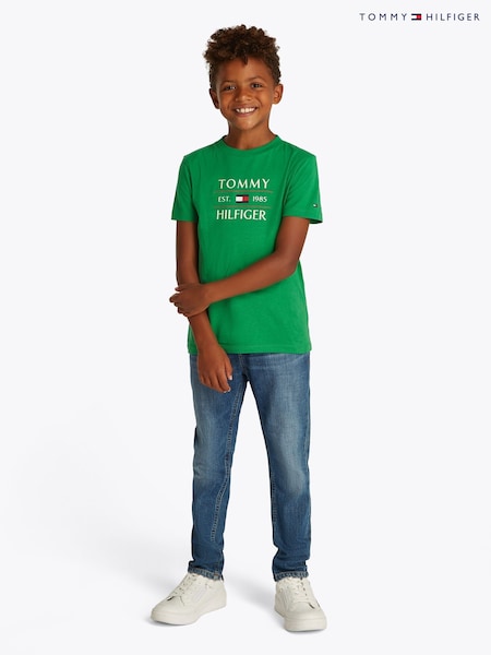 Tommy Hilfiger Green Regular Fit Short Sleeve 100% Cotton T-Shirt (F55307) | ₪101 - ₪126