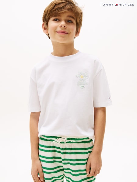 Tommy Hilfiger White Graphic Short Sleeve T-Shirt (F55331) | €31 - €37