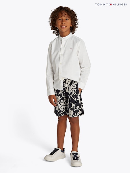 Tommy Hilfiger White Regular Fit 100% Cotton Shirt With Mao Collar (F55341) | €71 - €87