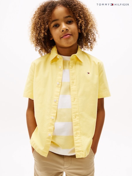 Tommy Hilfiger Yellow Stretch Oxford Short Sleeve Shirt (F55343) | kr571 - kr643