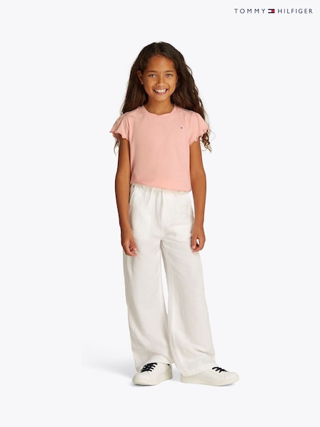 Tommy Hilfiger Coral Orange Slim Ruffle Short Sleeve Top (F55382) | €25 - €31