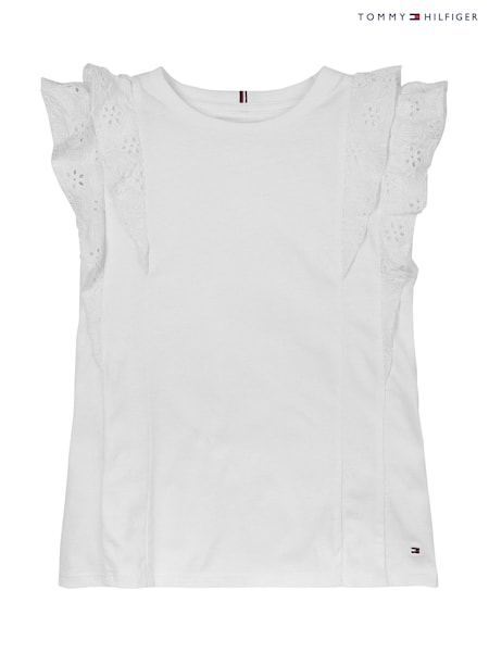 Tommy Hilfiger White Broderie Anglaise 100% Cotton Knit Top (F55385) | €41 - €46