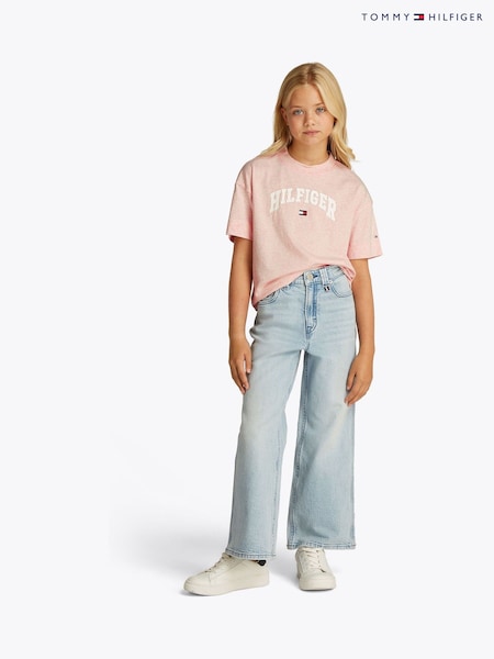 Roze - Tommy Hilfiger Varsity Archive Short Sleeve 100% Cotton T-shirt (F55389) | € 40 - € 44