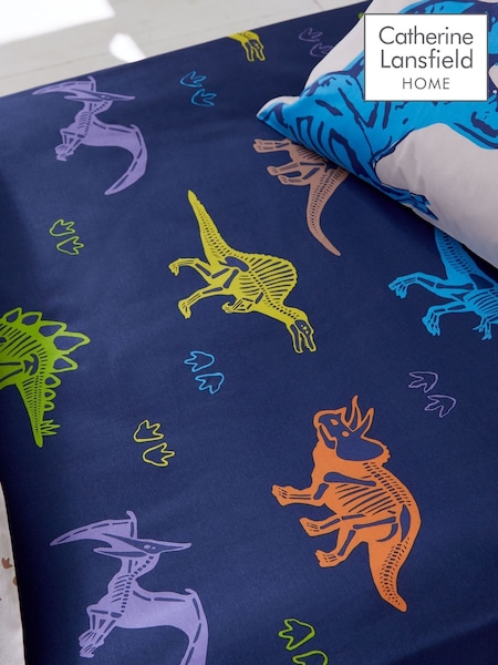 Catherine Lansfield Blue Prehistoric Dinosaurs Fitted Sheet (F55445) | €13 - €17