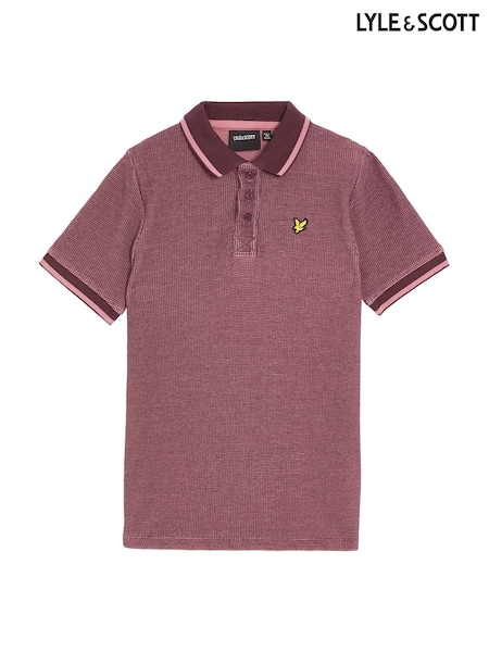 Lyle & Scott Red Two Tone Waffle Polo Shirt (F55495) | €60